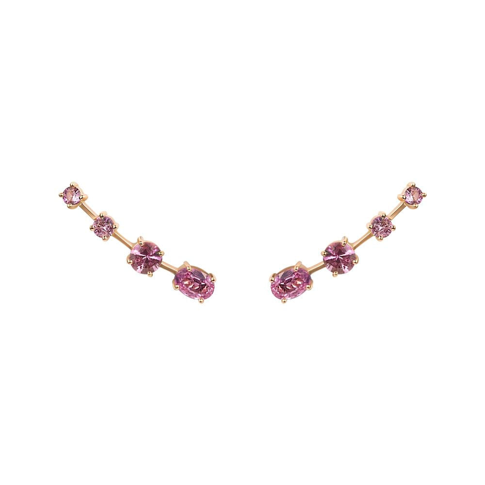 LARGE SAPPHIRE COMET EARRING IN 18K ROSE GOLD WITH PINK SAPPHIRE