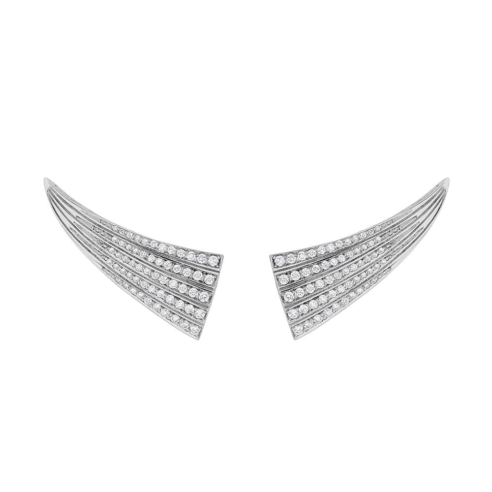 Deco Comet Earrings With 18K White Gold With Diamonds