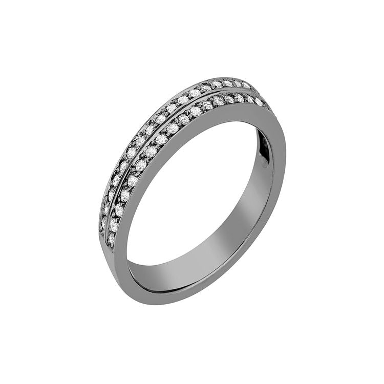 DECO RING IN BLACK RHODIUM PLATED 18K WHITE GOLD WITH DIAMOND