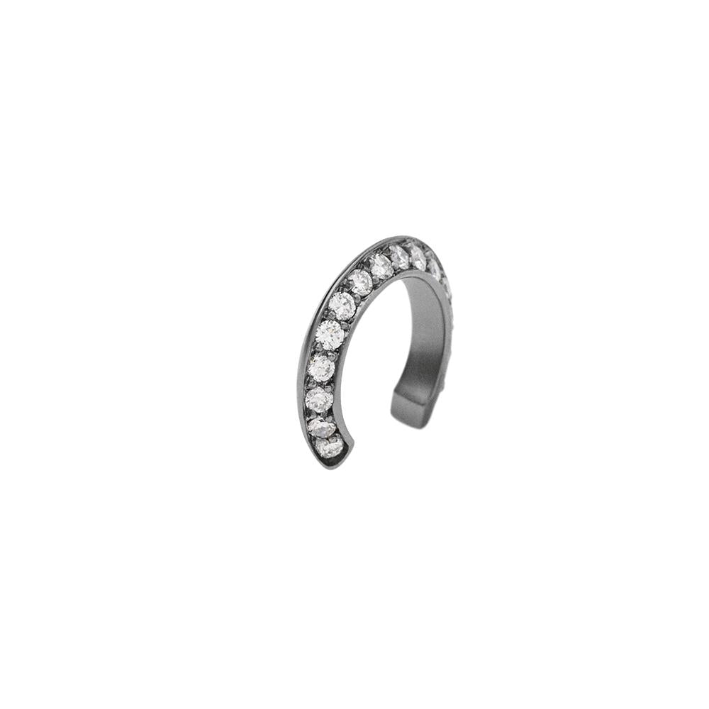 Ear Cuff Style Mid With 18K White Gold With Black Rhodium And Light Light Brown Diamonds 0,15Ct