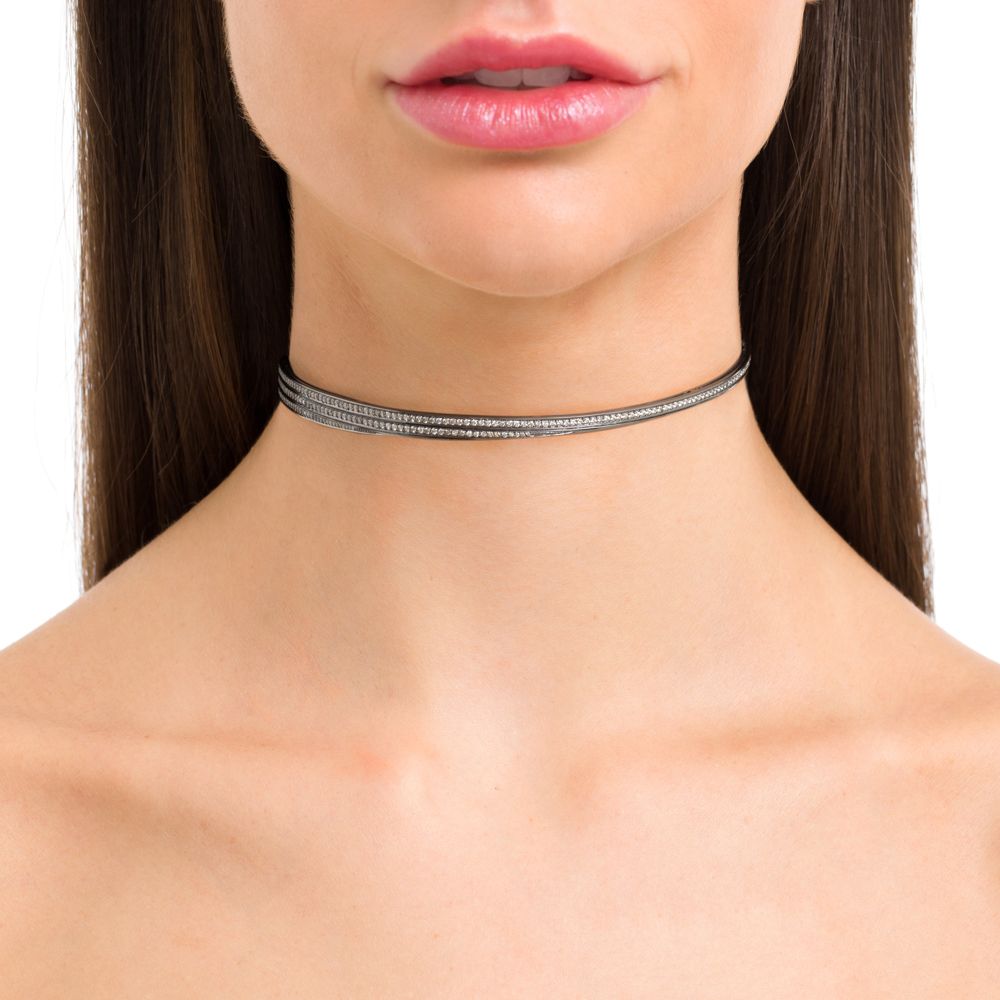 DECO CHOCKER IN BLACK RHODIUM PLATED 18K WHITE GOLD WITH DIAMOND