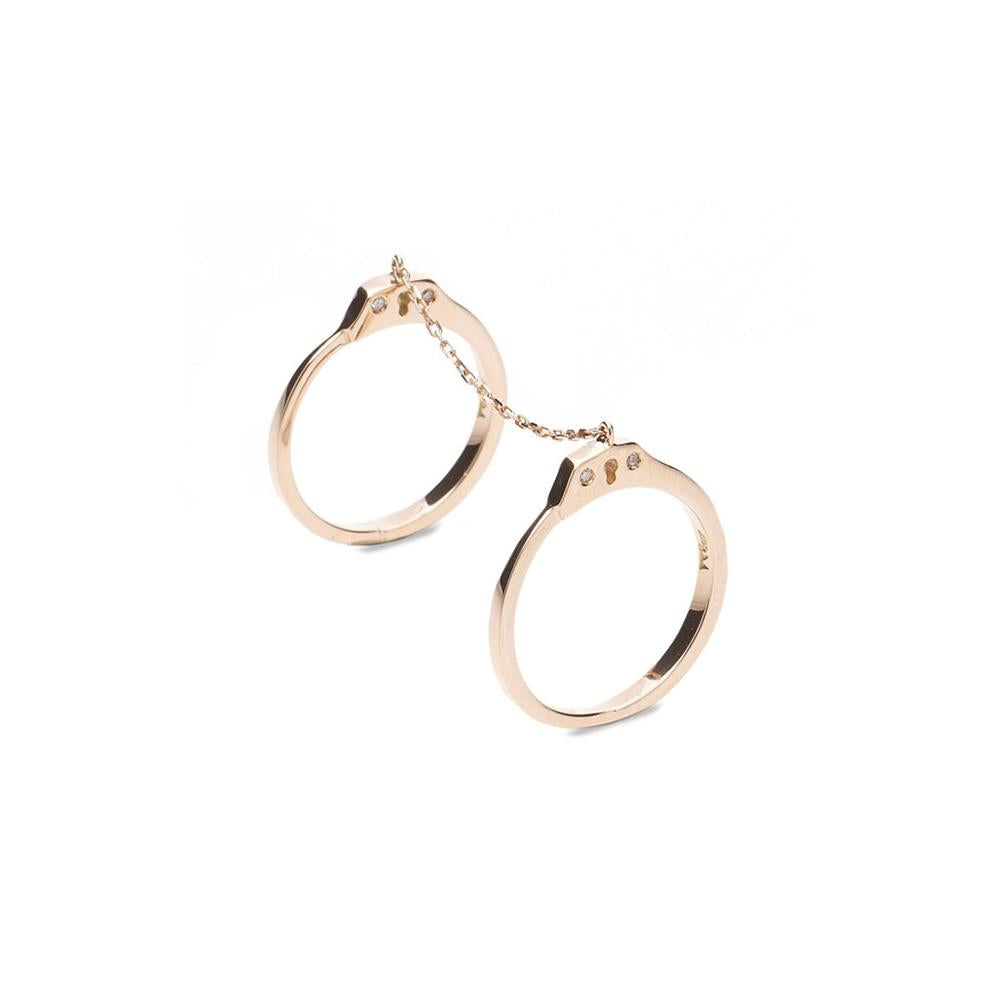 Handcuff Ring With Rose Gold 18K With Diamonds 0,04Ct