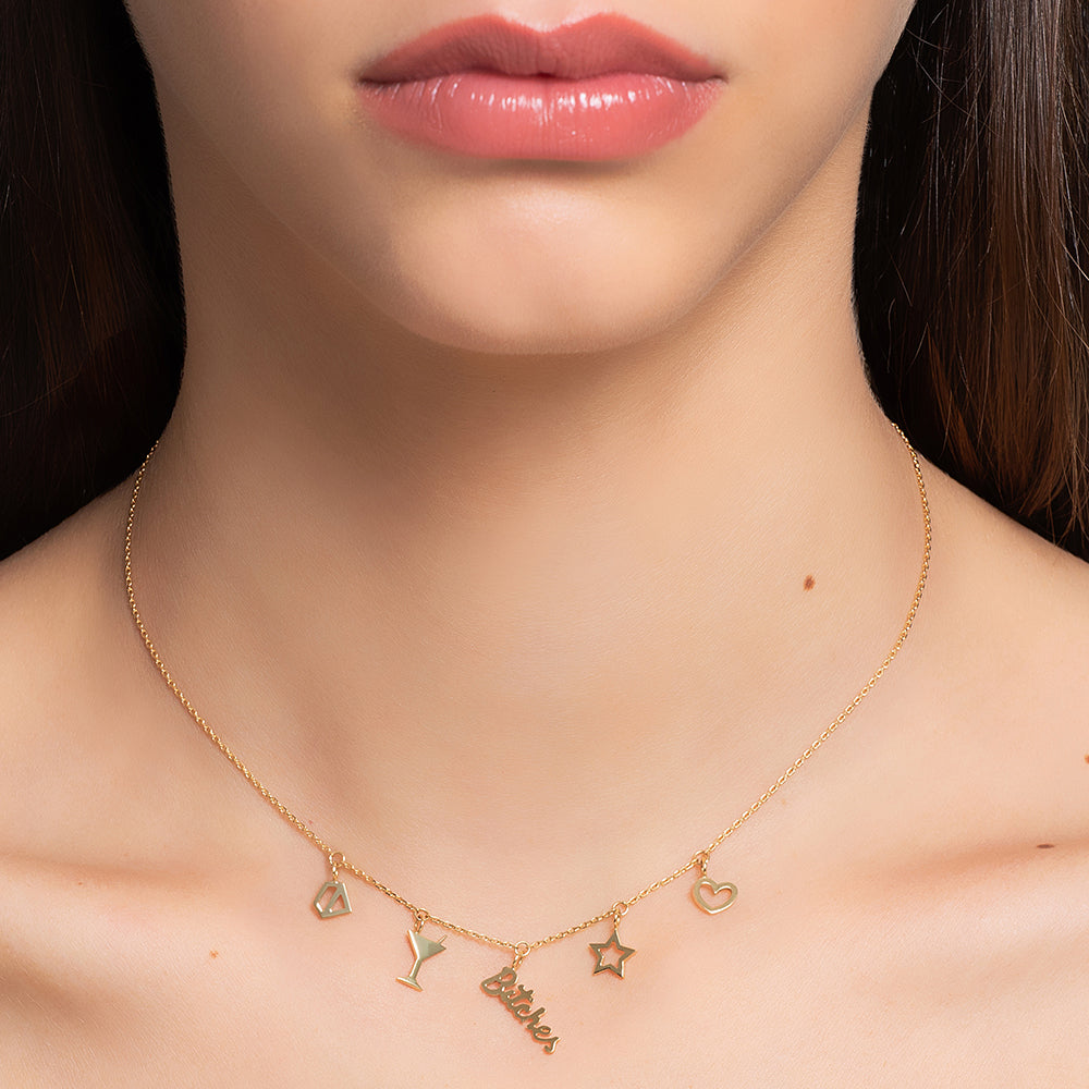 PISCINE SYMBOLS NECKLACE IN 18K YELLOW GOLD