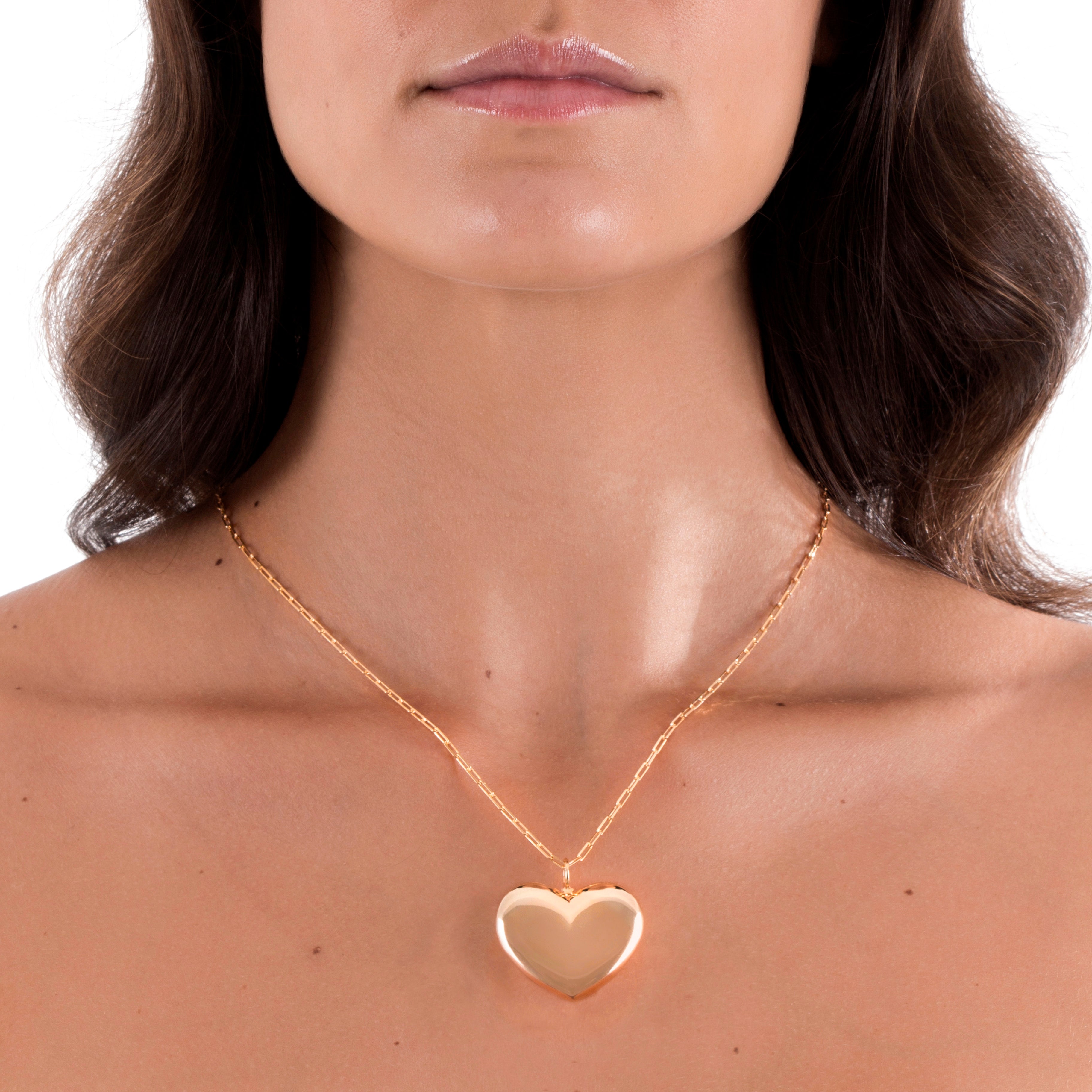 POP LARGE HEART PENDANT IN 18K YELLOW GOLD PLATED SILVER