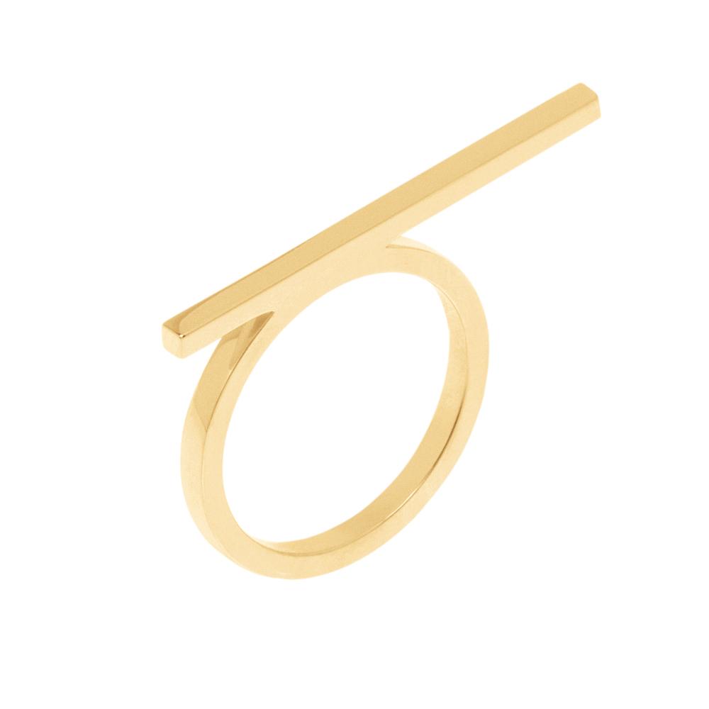 Line Ring With 18K Yellow Gold