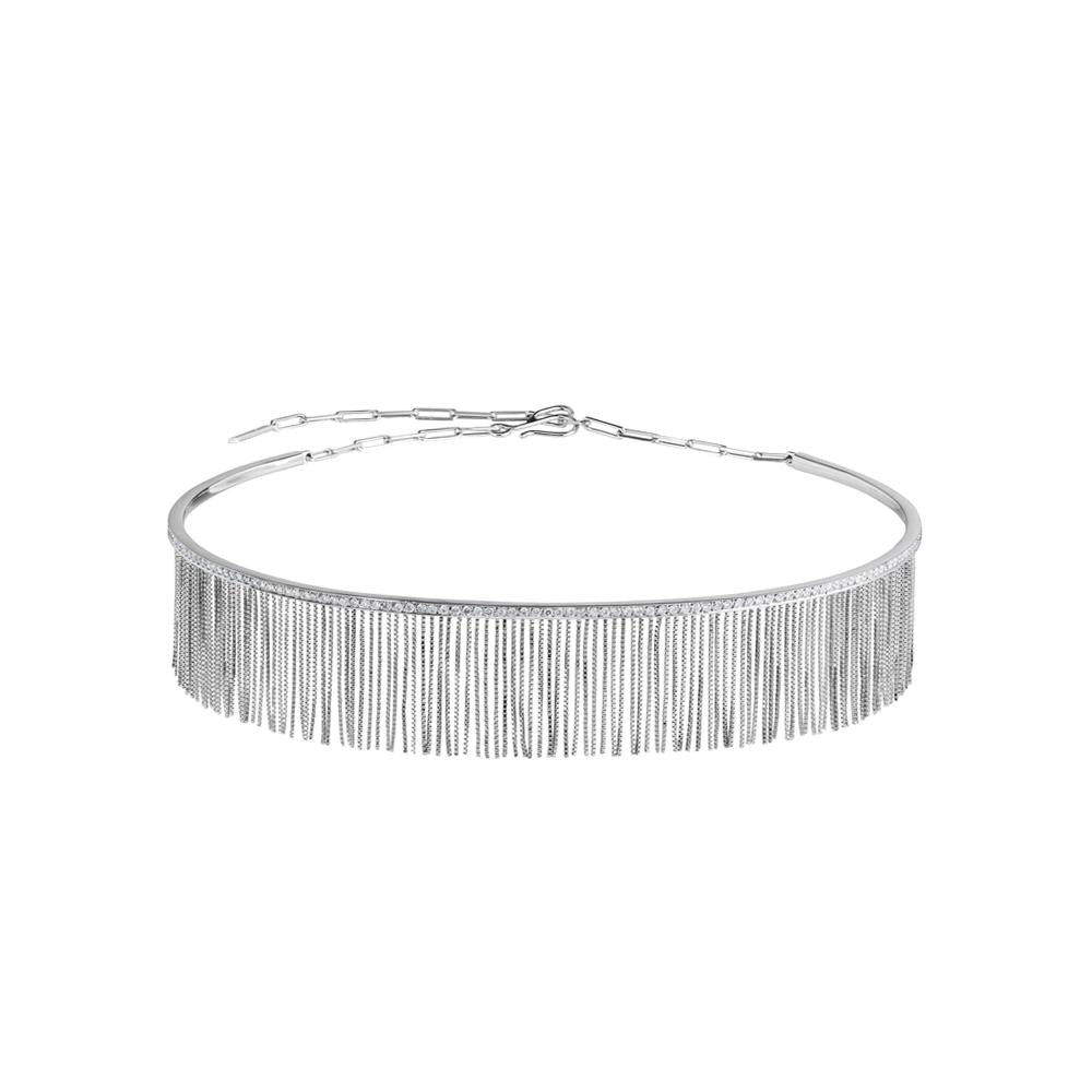 Love Ny Diamond Fringe Choker With 18K White Gold