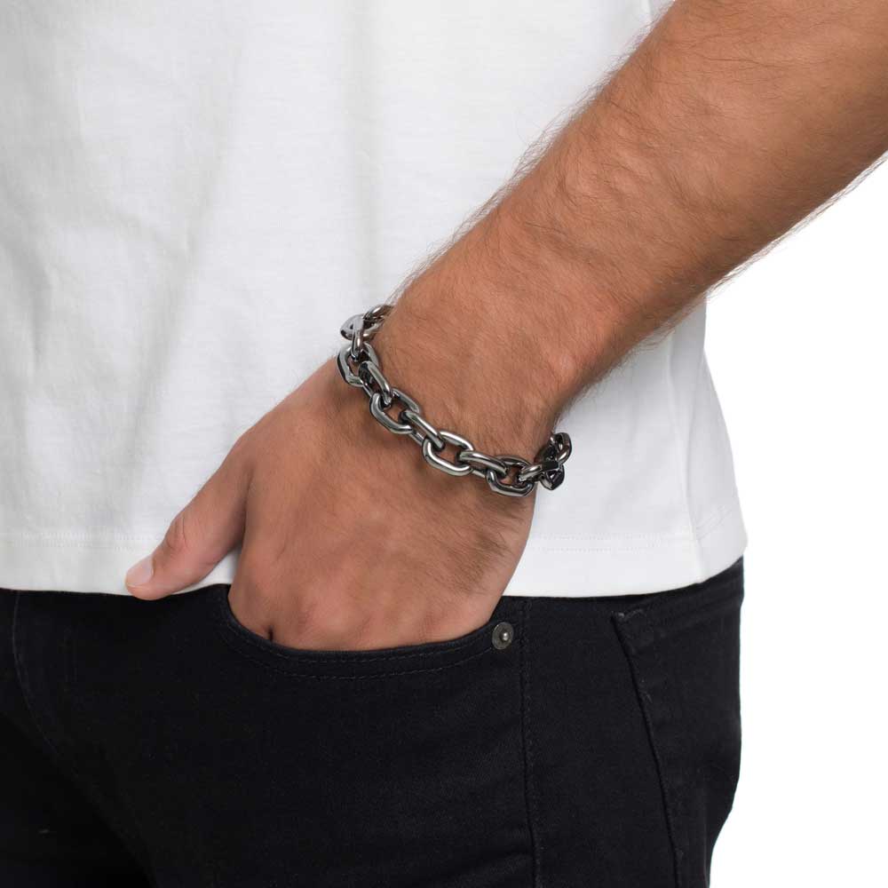 Jv Man II Matte Chain Bracelet With Black Rhodium Plated Silver