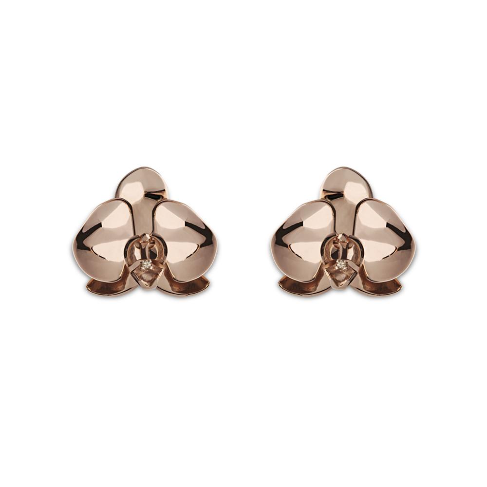 Rose Orchid Earring With Silver With Rose Gold Vermeil And Diamond