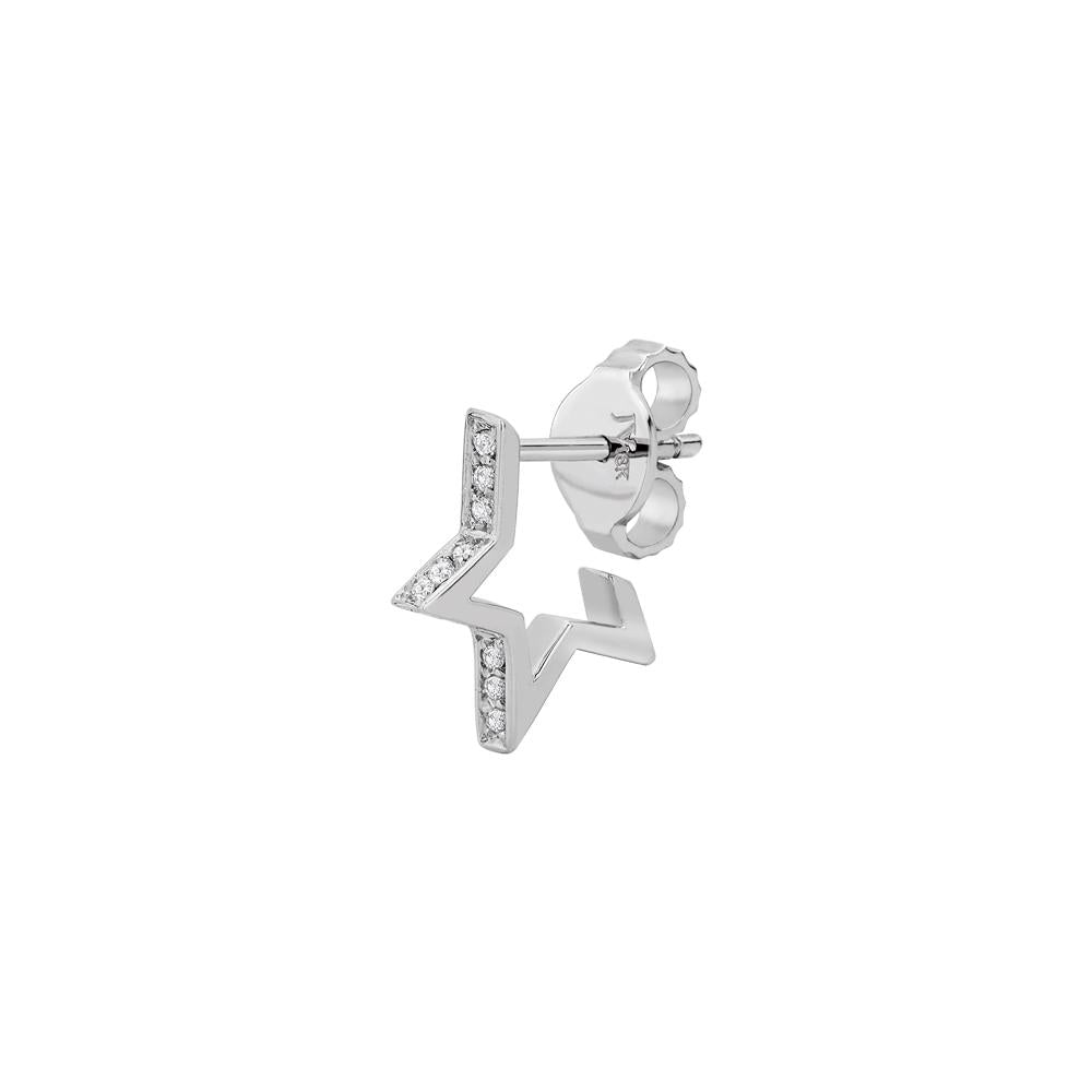 Single Star Earring Piscine With 18K White Gold And Diamonds 0,07Ct