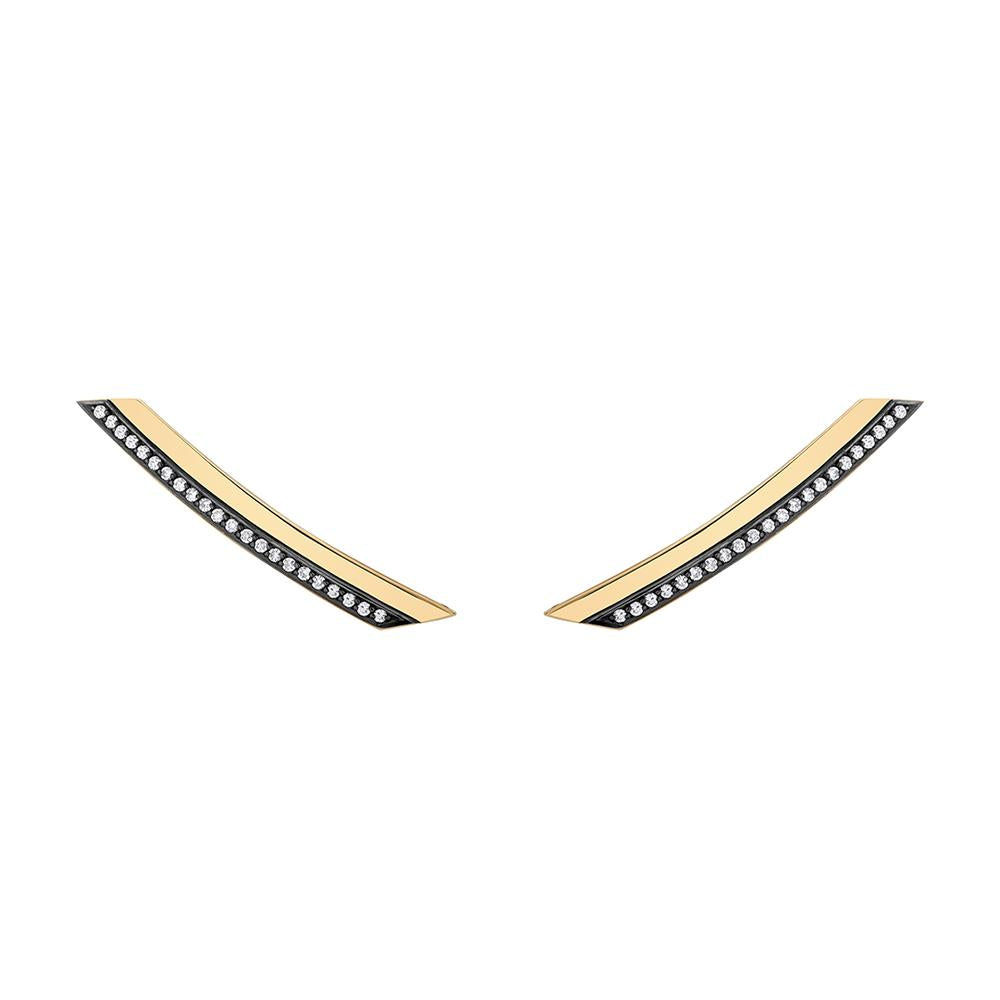 Slim Deco Comet With 18K Yellow Gold With Black Rhodium And Light Light Brown Diamonds