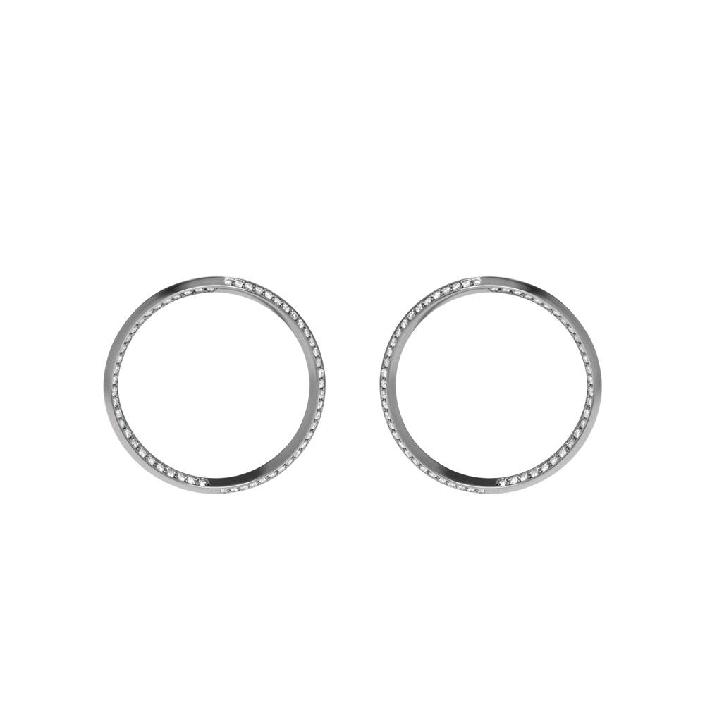 Style Hoop Earrings With 18K White Gold With Black Rhodium And Light Light Brown Diamond 1,00Ct