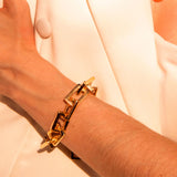 ROCK CHAIN BRACELET IN 18K YELLOW GOLD PLATED SILVER